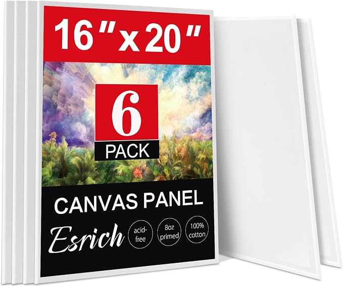 ESRICH Canvas for Painting 16x20 Inch, 6 Pack Canvas Boards for Painting Cotton by ESRICH