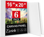 ESRICH Canvas for Painting 16x20 Inch, 6 Pack Canvas Boards for Painting Cotton by ESRICH