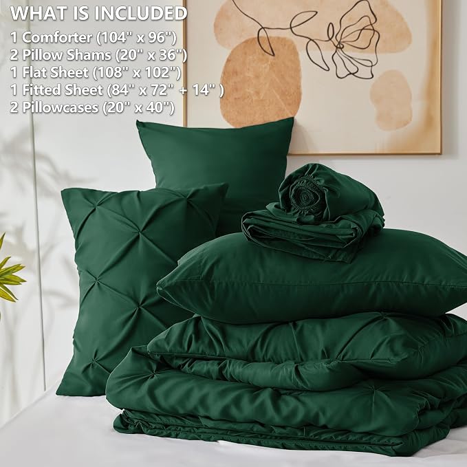 CozyLux California King Comforter Set Emerald Green - Image 7