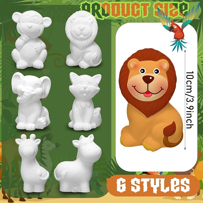 Gemscream 6 Sets Animal Painting Craft Kits Wild Animal Ceramics to Paint - Image 2