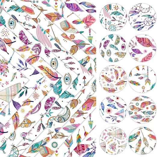 ONEART | 10 Pieces Bohemian Printed Clear PVC Vinyl Sheets, A4 Size See Through - Image 2