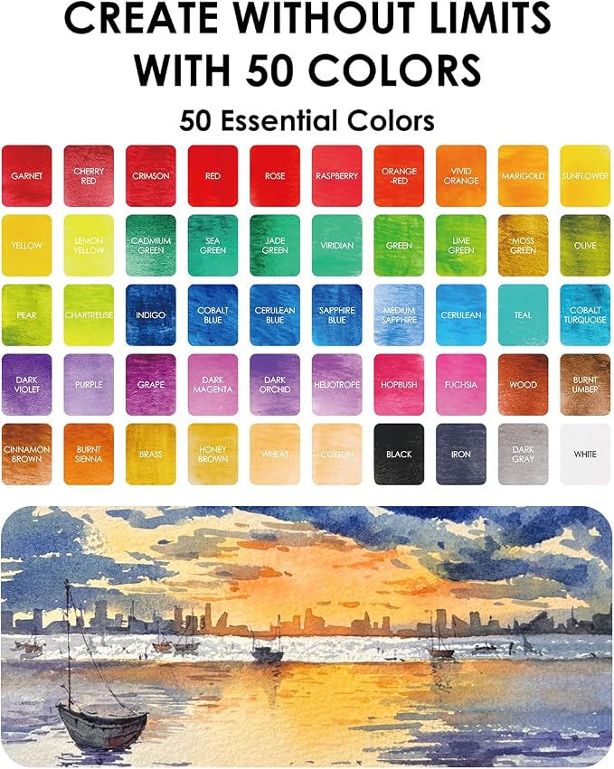 Grabie 50 Colors Premium All-In-One Water Color Paint Set - Image 7