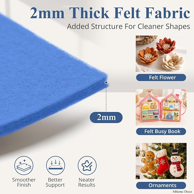 12" x 12" Felt Sheets for Crafts, 2mm Stiff Felt Fabric, Sky Blue | 2mm Thick - Image 2