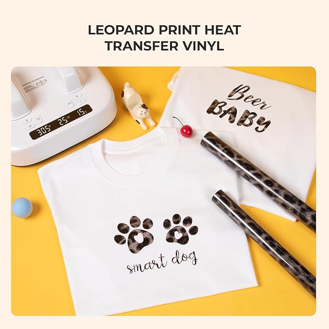 HTVRONT Leopard Heat Transfer Vinyl, 12in x 8ft Leopard Printed Iron on Vinyl - Image 3