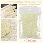 qiipii 7200PCS 3mm Small Beige White Round Half Round Pearls - Image 2