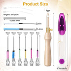 12PCS Punch Needle Kit, Adjustable Punch Needle Tool, Wooden Handle Embroidery - Image 2
