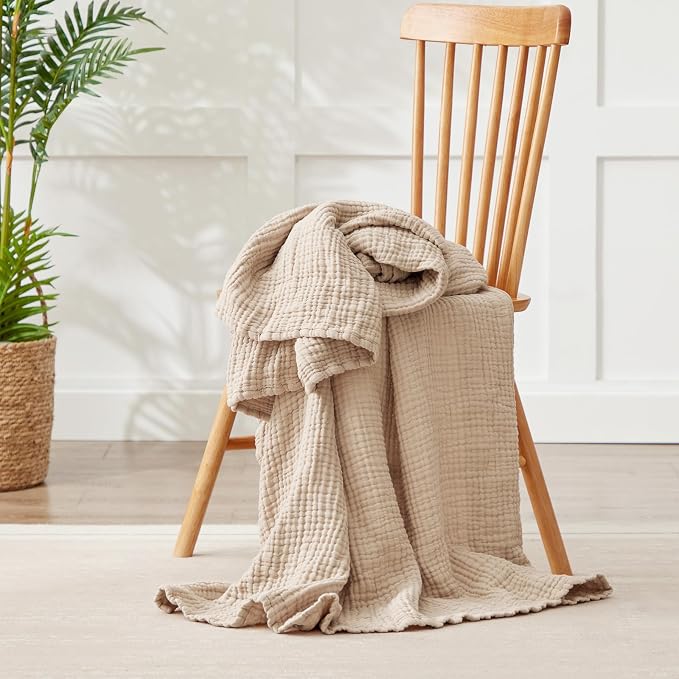 Cooling Throw Blanket Twin XL 66" x 90", 6 Layers Muslin Blankets 100% Cotton - Image 3