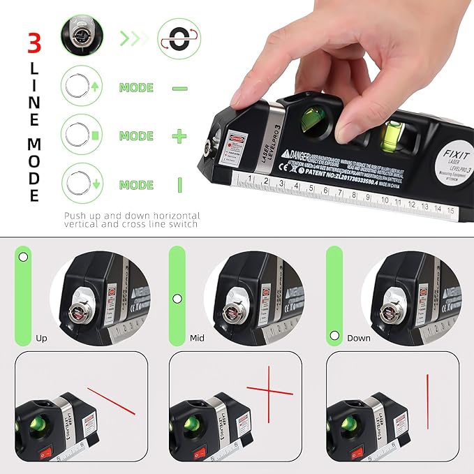 Laser Level Line Tool, Standard Cross Line Laser Leveler Beam Kit | - Image 4