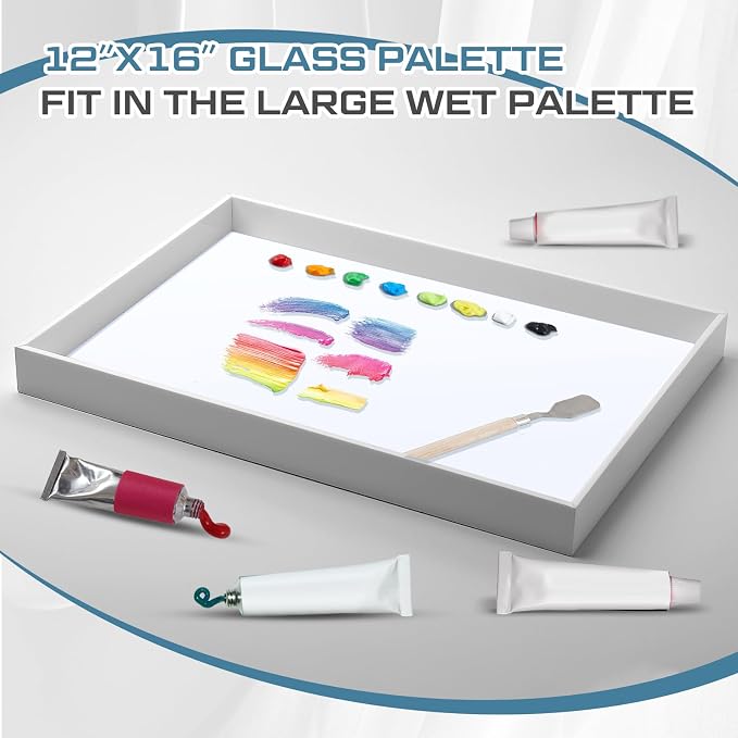 Nuanchu 1 Pcs 12 x 16 Inches White Tempered Glass Palette - Image 4