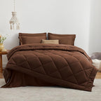 Love's cabin Full Comforter Set Brown, 7 Pieces Full Bed in a Bag, All Season - Image 2