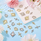 Cheriswelry 40pcs Virgin Cross Rhinestone Connector Charms Heart Oval Cross - Image 5