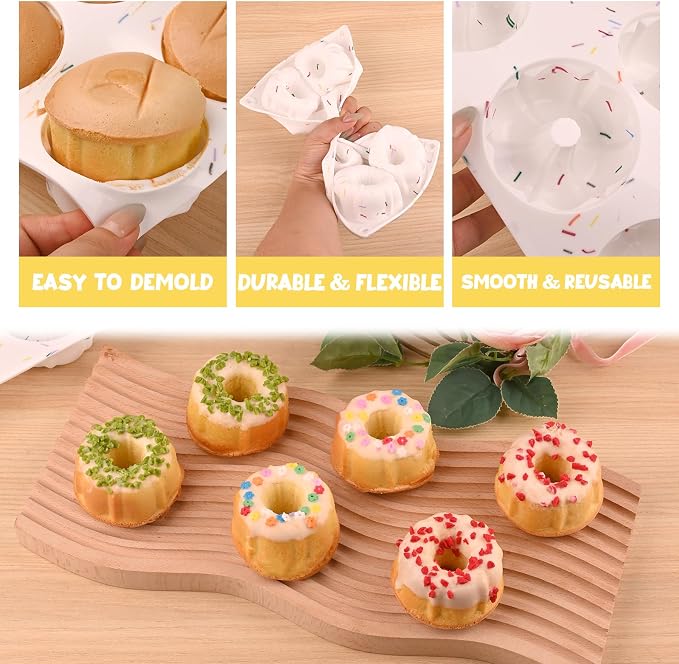 HUAKENER 2 Pcs Mini Fluted Cake Pan, 6-Cavity Fluted Tube Cake Pan, Non-stick - Image 5