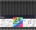 Dyvicl Journal Planner Pens Black Colored Pens, 24 Pack 0.4mm Fineliner Pen Set by Dyvicl