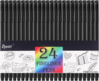 Dyvicl Journal Planner Pens Black Colored Pens, 24 Pack 0.4mm Fineliner Pen Set by Dyvicl