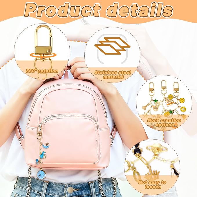 Wurosi 25 Set Paperclip Keychain Making Kit, Bag Charm Kit, 25 Keychain Clips - Image 3