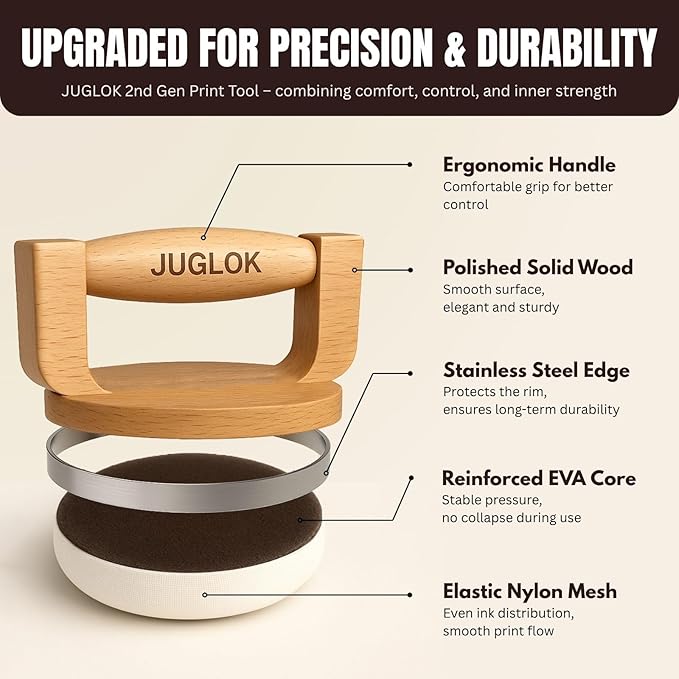 JUGLOK 4-Inch Wooden Printing Tool - Image 2