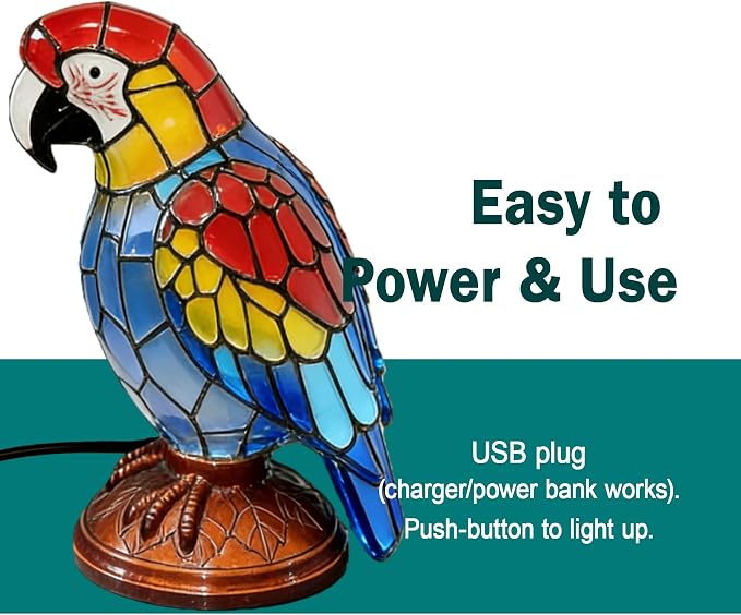 Eastyle Colorful Parrot Lamp, Resin Bird Decor Light - Image 8