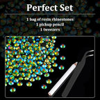 1500pcs 6mm Resin Rhinestones Bulk, Emerald Black AB Flatback Round Jelly - Image 6