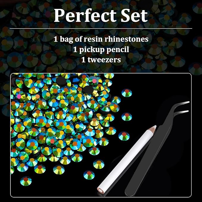 1500pcs 6mm Resin Rhinestones Bulk, Emerald Black AB Flatback Round Jelly - Image 6