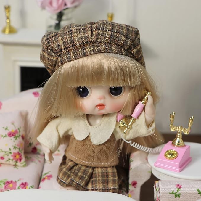 Dollhouse Telephone 1:12 Miniature Vintage Rotary Phone Model Desk Decoration - Image 4