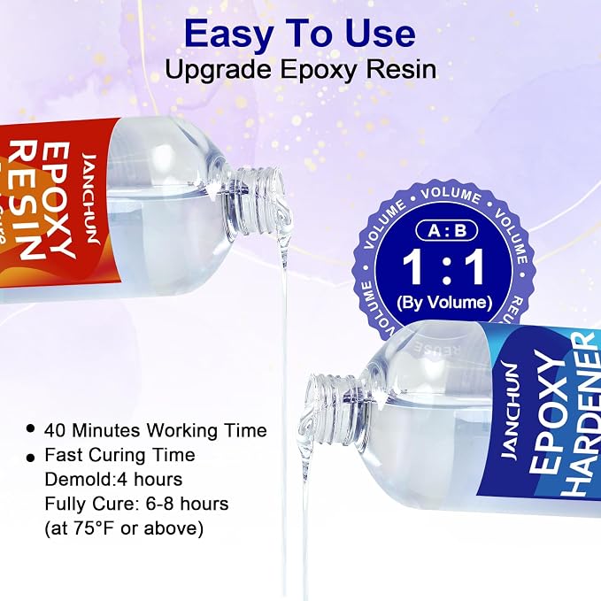 JANCHUN Crystal Clear Epoxy Resin Kit 16oz, Bubble-Free, Anti-Yellowing - Image 6