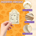 12 Sets Halloween Crafts Kit, Wood Ghost DIY Frames Decoration, Unfinished - Image 3