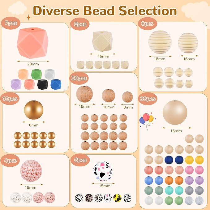 TOHONGADON 169 Pcs Silicone Beads - Image 2