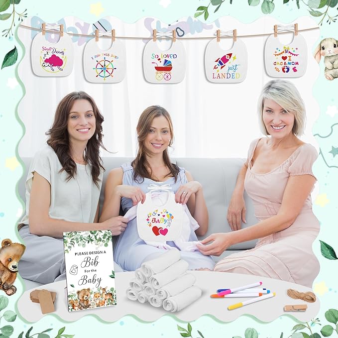 Baby Shower Game Sign Blank Bib DIY Set Newborn Essentials Stuff