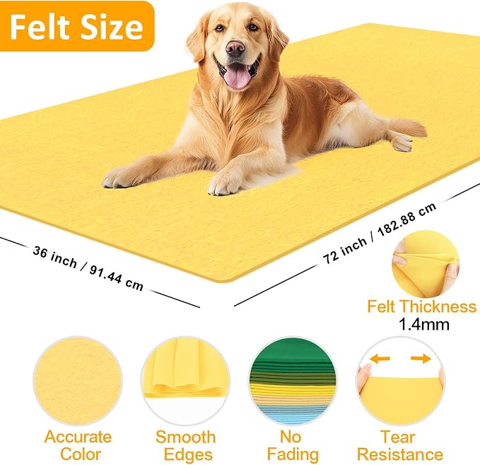 XSEINO Butter Yellow Large Felt Fabric 72" X 36 ", 1.4 mm Thick Soft Felt - Image 2