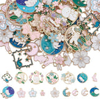 SUNNYCLUE 1 Box 56Pcs 18 Styles Rabbit Charm Flower Charms Bulk Metal Enamel by SUNNYCLUE