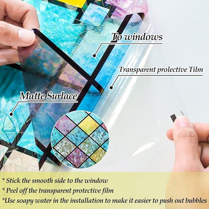 Bloss Stained Glass Window Film, 3D Rainbow Windows Privacy Film, Decorative - Image 7