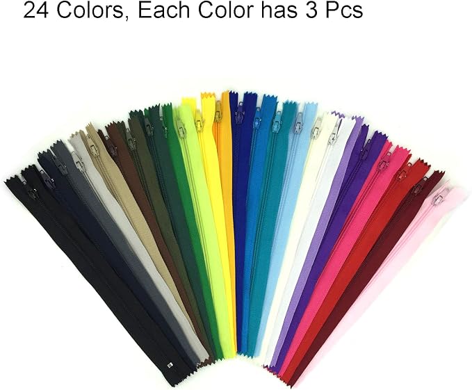 Zippers for Sewing, DOITEM 48 pcs 50cm/20 Inch Multicolor Nylon Coil Zippers - Image 2