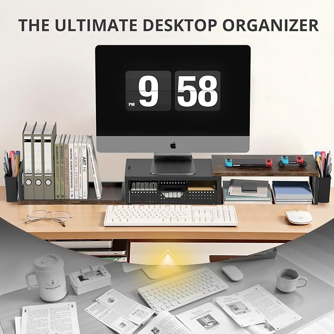 OPNICE Desk Organizers and Accessories, Dual Monitor Stand Riser - Image 5