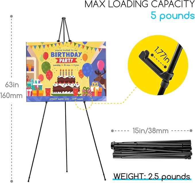 MEEDEN 6Pcs Easel Stand for Sign: 63" Art Metal Easels for Display - Image 3