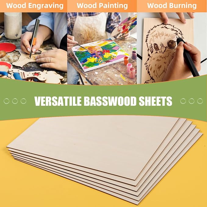 AWIZOM 12 Pcs Basswood Plywood Sheets 18x18x1/8 Inch Unfinished Wood Board | - Image 7