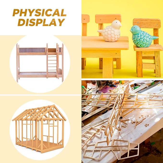 Menkxi 480 Pcs Balsa Wood Sticks 1/8 x 1/8 x 12 Inch Wood Strips Hardwood - Image 7