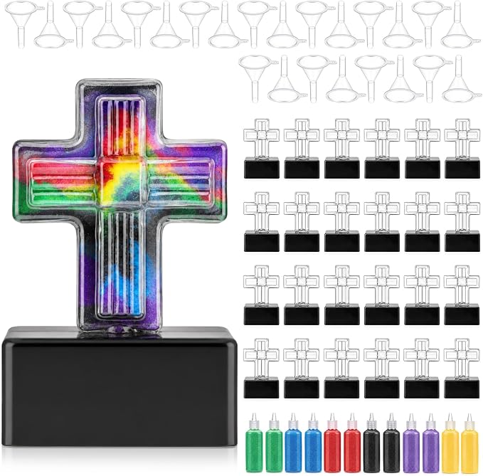 Teyva Daily Sand Art Crosses Crafts Faith Kit Bulk 24 Crosses Bottles 12 by Unknown