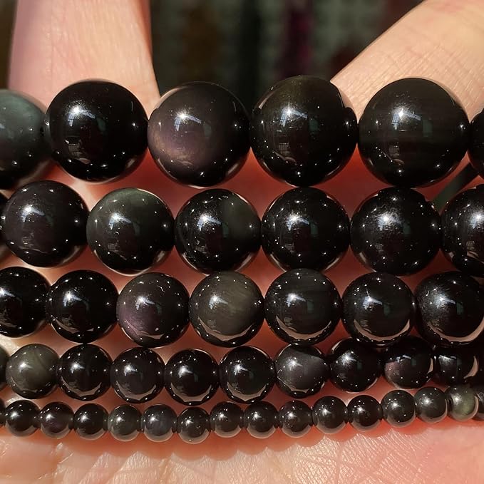 38PCS 10mm AAA Natural Black Obsidian Stone Beads Gemstone Round Loose Beads - Image 2