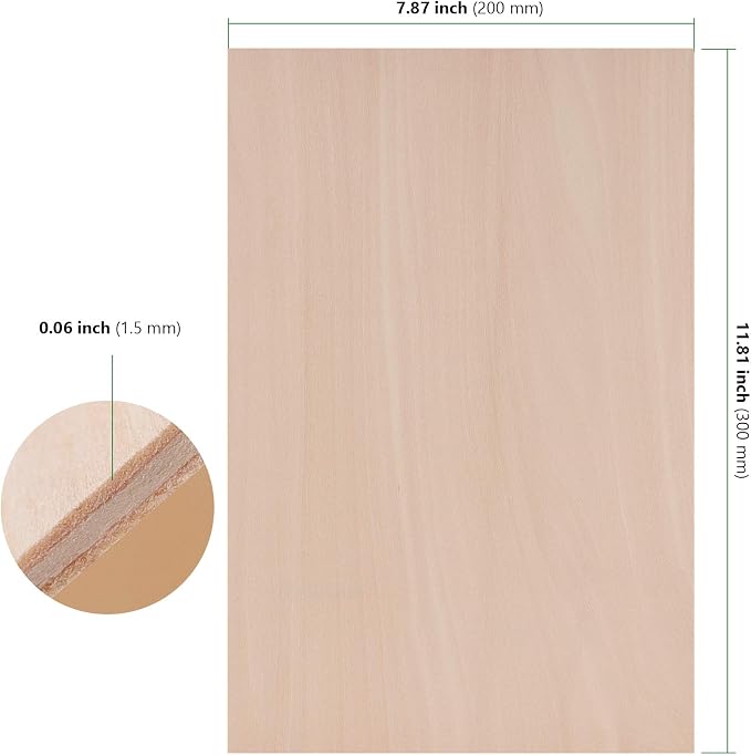 HAKZEON 10 Pack Basswood Sheets, 1.5mm Thin Natural Basswood Blanks - Image 2