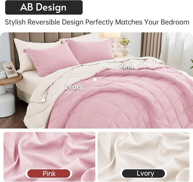 MUXHOMO 7 Pieces Queen Comforter Set, Reversible Bed in a Bag Queen Size - Image 3