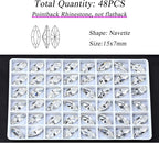 48Pcs Point Back Glass Rhinestones, 15 * 7MM Navette Shape Faceted Rhinestones - Image 2
