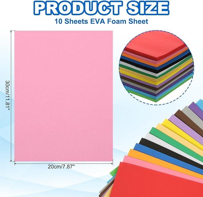 PATIKIL 10 Pcs Pink EVA Foam Sheets, 12 x 8 Inches Foam Sheets - Image 2