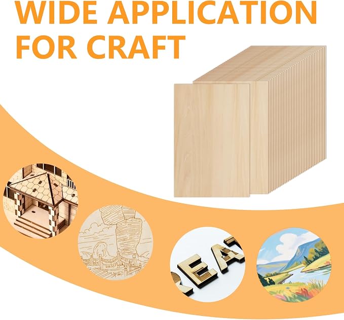 36 PCS Basswood Sheets for Crafts 8 x 12 x 1/16 in, 1.6mm Thick Unfinished - Image 3
