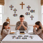 48PCS Sunday School VBS Crafts Bulk: Paper Cross Fish Nativity Suncatchers - Image 5