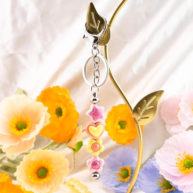 beadable keychains Bulk 8pcs Blank Keychain Making Kit Keychains Accessories - Image 5