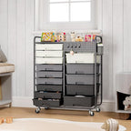 Rolling Storage Cart with Drawers, Storage Organizer Cart with Wheels and - Image 2