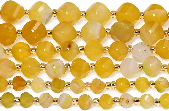 34pcs Natural Yellow Striped Agate Stone Beads - Image 7