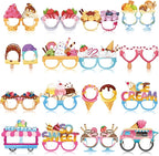 Pajean 32 Pcs Ice Cream Party Decorations Eyeglasses Ice Cream Themed Paper by Pajean