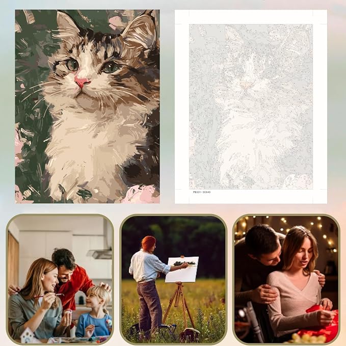 5DDIYART Cat Paint by Numbers for Adults Beginner, by Number Kits on Canvas - Image 3