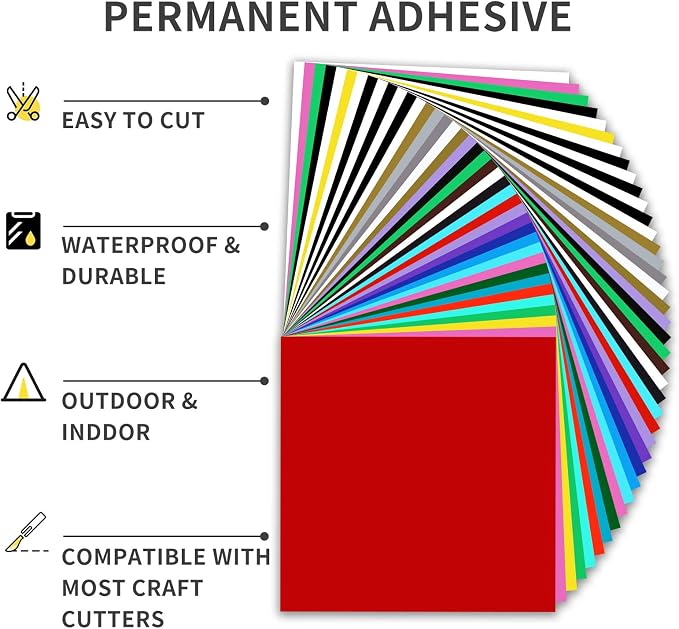 Permanent Vinyl, 40 Pack Permanent Adhesive Vinyl Sheets - Image 2